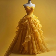 Elegant Tulle Evening Dress Sweetheart with Pleats Tiered A-Line Prom Dress