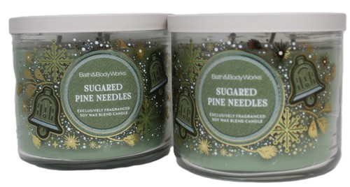 x2 aiguilles de pin sucré corps de bain 3 mèches bougie 14,5 oz huiles essentielles neuves - Photo 1/3