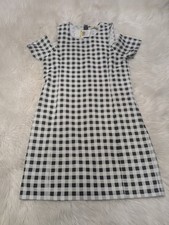 NWT  Michael Michael Kors Cotton Plaid Shift Checkered Dress Medium Short Sleeve