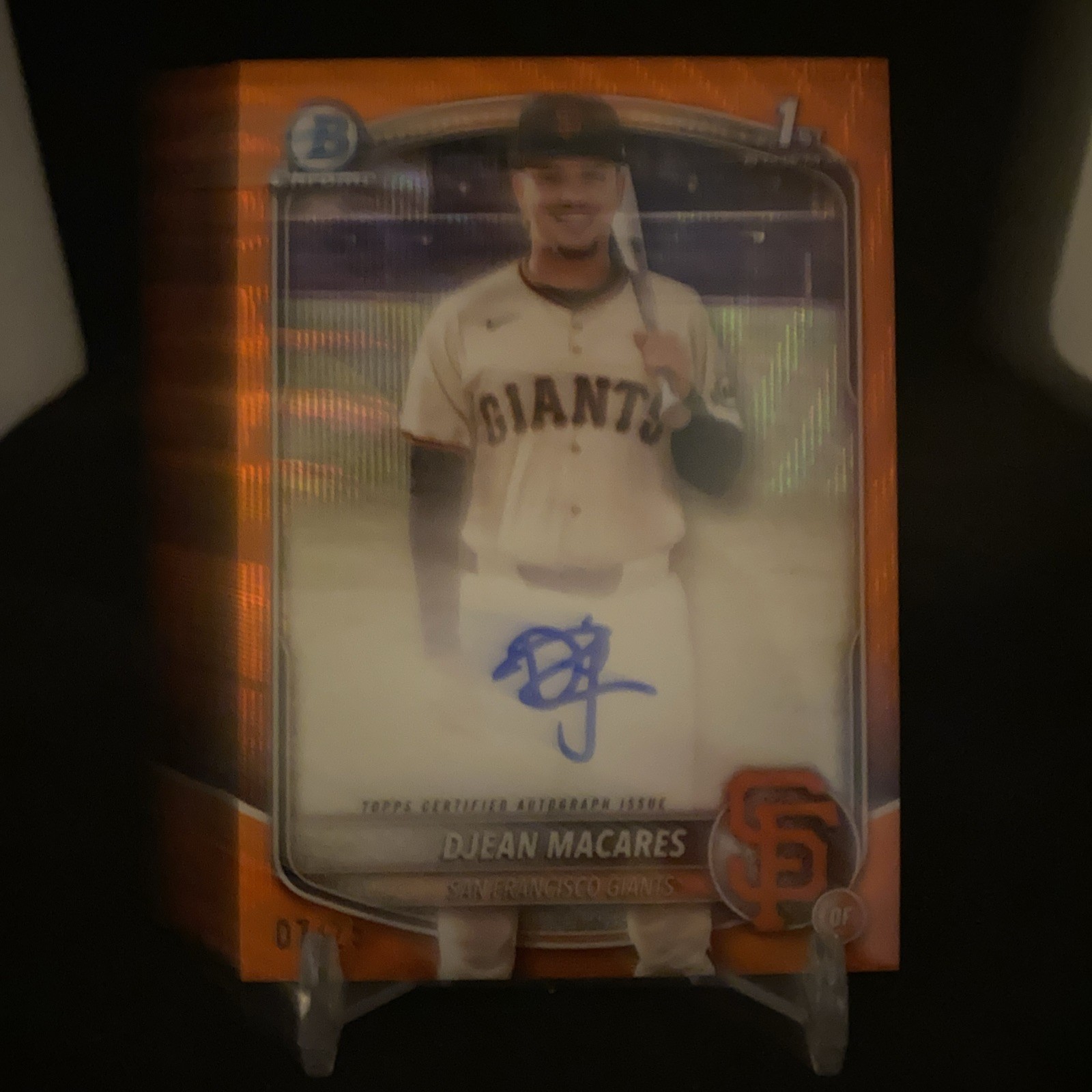 DJEAN MACARES 2025 Bowman Chrome  1ST  PROSPECT AUTO Refractor /25 Giants orange