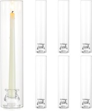 Hurricane Glass Candle Holders: 12" Tall Cylinder Cover Set of 6 for 0.87"