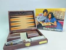 Vintage Magnetic Backgammon Cardinal Mini Travel Game Brown Case 9" x 7" x 2"