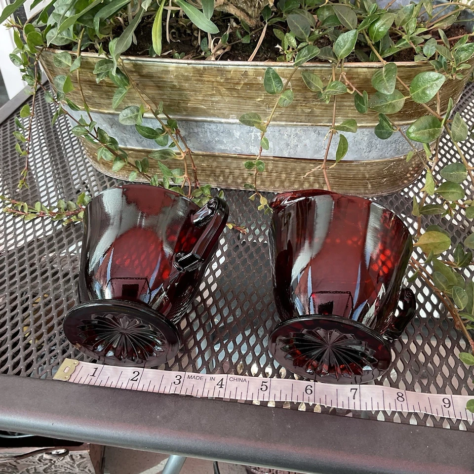 Anchor Hocking Royal Ruby Red Footed Sugar and Creamer Set Vintage - Image 4 of 4