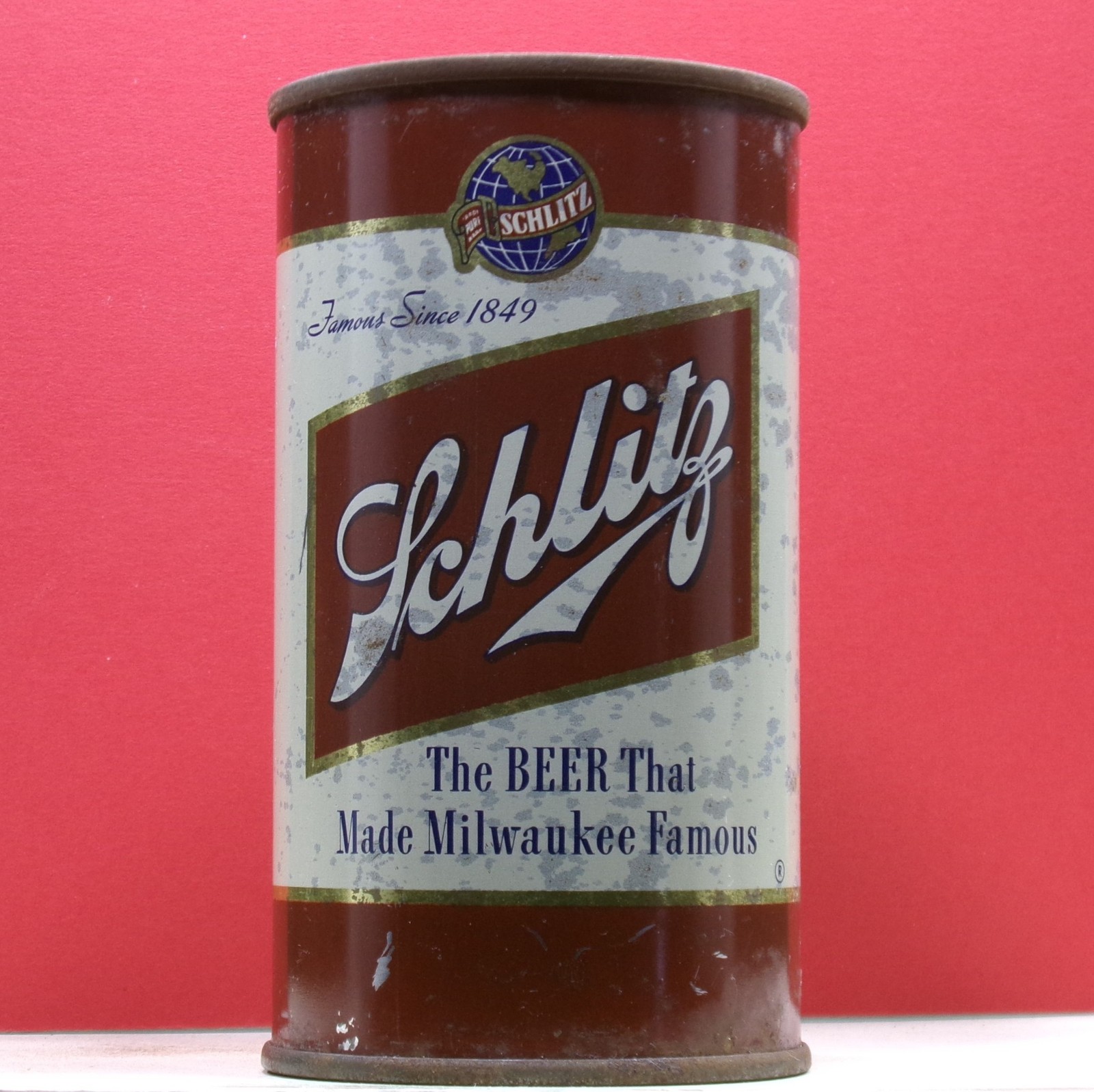Schlitz Beer Old Flat Top Indoor Can Dated 1949 Milwaukee Wisconsin FT-1 O/G