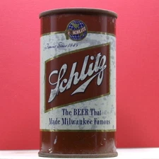 Schlitz Beer Old Flat Top Indoor Can Dated 1949 Milwaukee Wisconsin FT-1 O/G