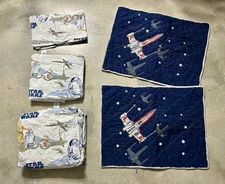 Pottery Barn Kids Star Wars Full Queen Sheet Set Shams Pillowcase VGUC 5 Pc