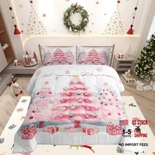 Merry Christmas Boys Girls Comforter Set Size,Pink Christmas Full Pink White