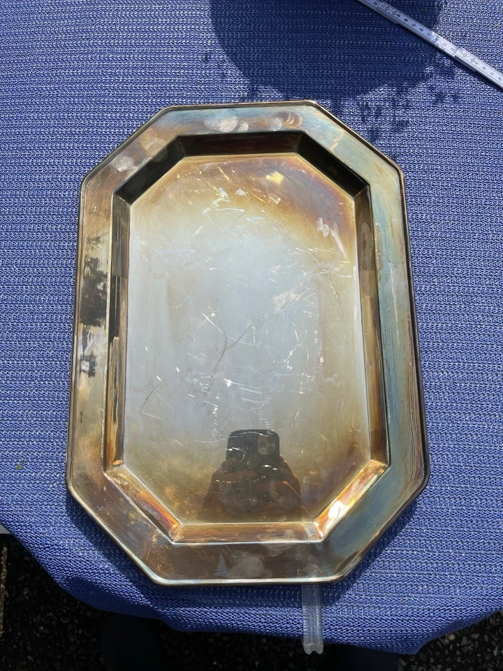 Tablett, Silber, Edzard, nicht magnetisch, rechteckig, gebraucht, angelaufen - Bild 2 von 4