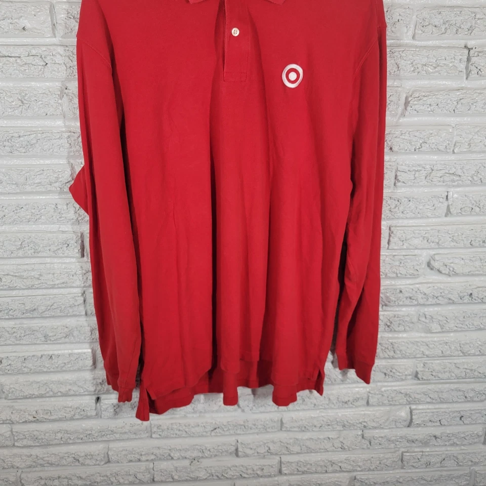 Camisa Polo Target Para Hombres 2XL Manga Larga Rojo Uniforme de Empleado Logo Bordado Foto 4 de 4