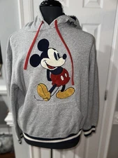 DISNEY, COTTON, MEN'S SOLID GRAY, GENUINE "MICKEY MOUSE" HOODIE         Size: XL