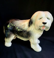 Coopercraft Glossy ENGLISH SHEEPDOG Porcelain Figurine 7"H Made In England EUC