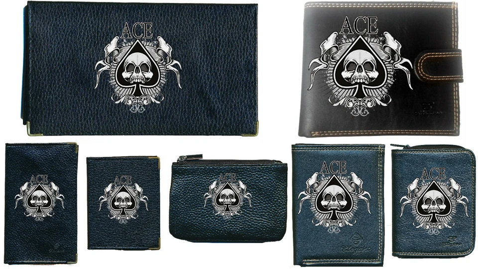 SYL'LA Porte Chequier ou compagnon porte monnaie porte carte grise Tete mort As Carte