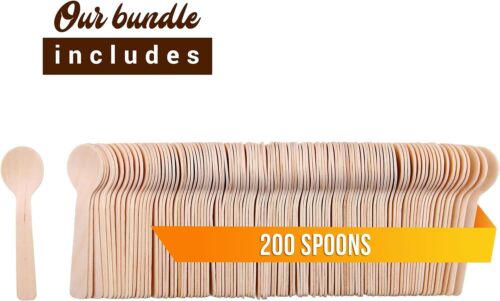 Einweg kleiner Holzlöffel 3,9 Zoll - (200 - 300er-Pack) Mini Holzlöffel ECO - Bild 6 von 20