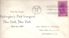 854 3c WASHINGTON'S INAUGURATION - Louis Nix
