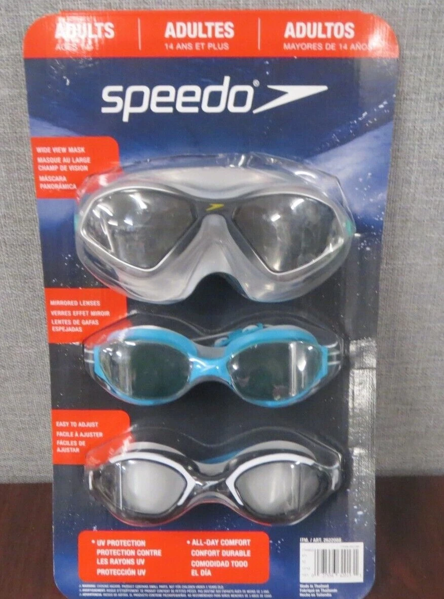 Speedo Adult Unisex Goggles Wide View Swim Goggles 3 pack NEW SEALED