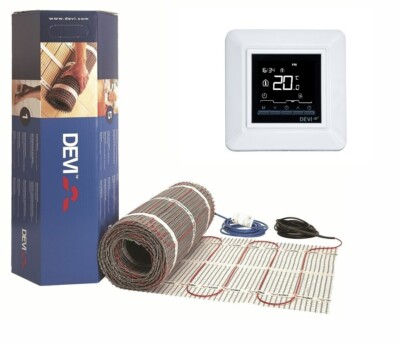 DEVI Danfoss DEVImat DSVF150 Dünnbett Fußbodenheizung SET mit Devireg Opti
