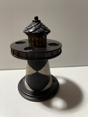 Essential Home Lighthouse Resin Toothbrush Holder NEW Black & White 6 X 3