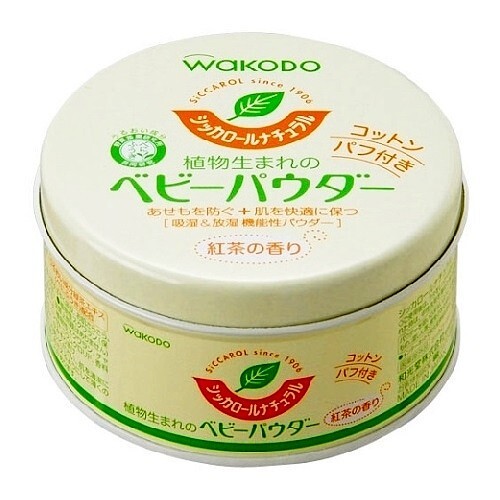 Wakodo Siccarol Natural Baby Powder wt Cotton Puff Corn