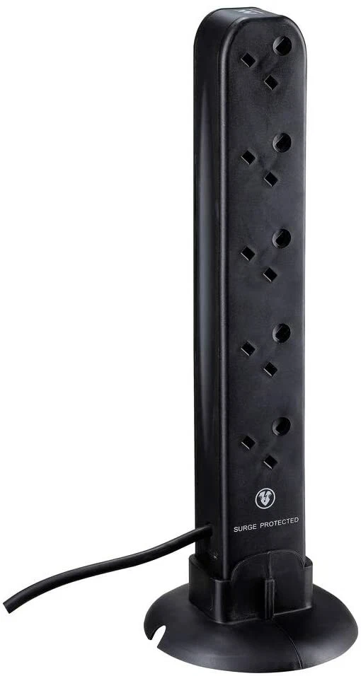 Tower Extension Lead Surge Protected 10 way 2 USB Ports 1 Metre Masterplug - Image 4 of 4