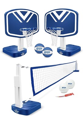 GoSports Splash Hoop 2-in1 Full Court Pool Basketball & Volleyball Game Set