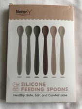 6-Piece Silicone Feeding Spoons for First Stage Baby and Infant, Soft-Tip Easy o