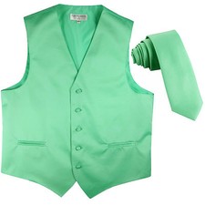 New Men's Formal Tuxedo Vest Waistcoat 2.5" skinny Necktie solid aqua green prom