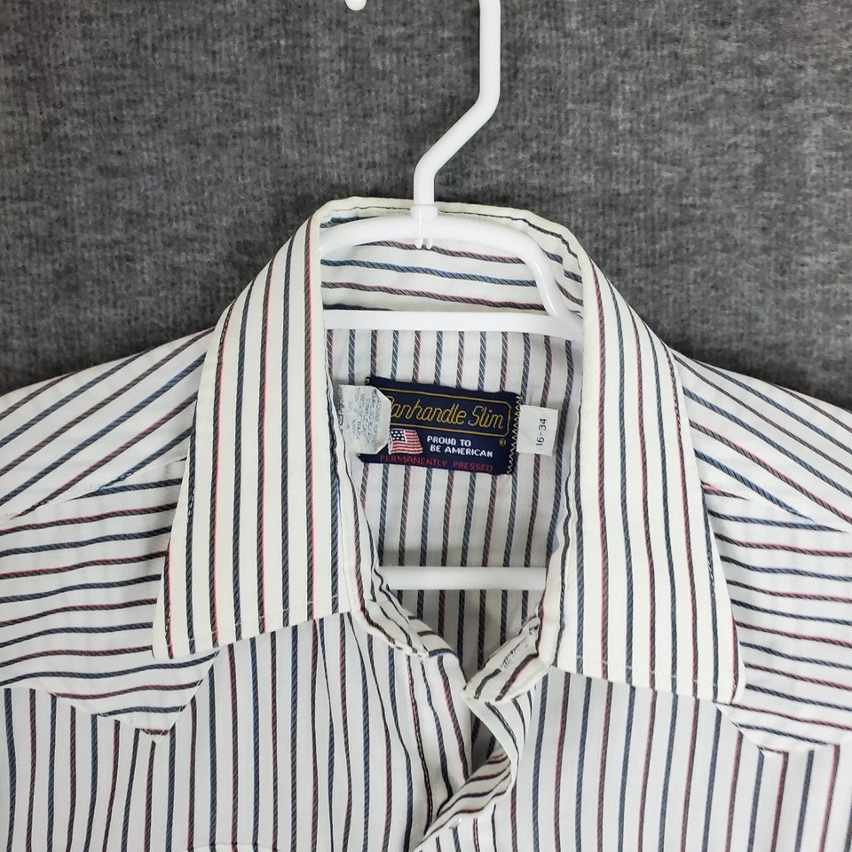 Camisa ajustada Panhandle de colección para hombre 16 rayas blancas manga larga perla occidental a presión Foto 4 de 4