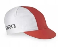 GIRO Classic Cotton Cap Elastic Rear Panel Bike Cap , White x Red