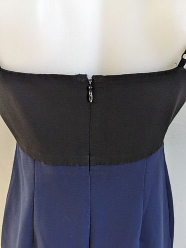 Jill Stuart Sz 6 Cut Out Sheath Mini Dress Black Navy Combo Back Slit Sleeveless - Picture 12 of 15