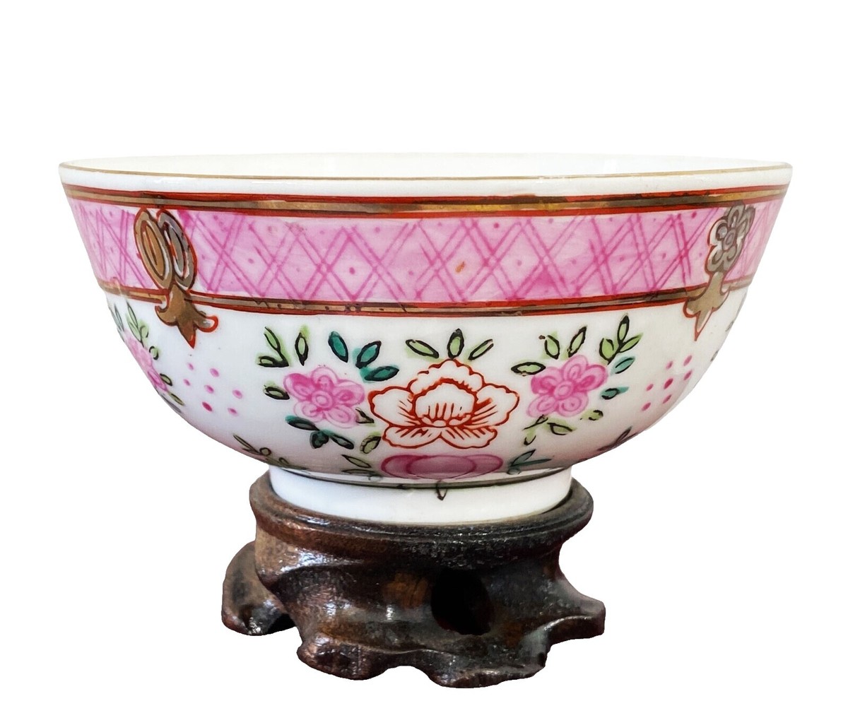【美品】古中国　大碗 Chinese Export Rose Medallion Celadon- 外销瓷粉彩人物缠枝