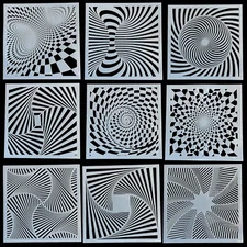 LiME LiNE 3-D Illusion Airbrush Stencils - Set of 9 reusable geometric Designs