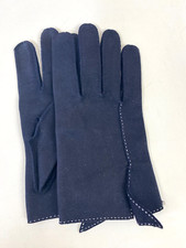 1950s Wear-Right Nuplex Suede Dark Navy Blue Gloves Stitches Dressy Small USA