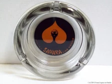 Vintage Sahara Hotel Casino Las Vegas Smoke Glass Ashtray MCM Red Spade Lady