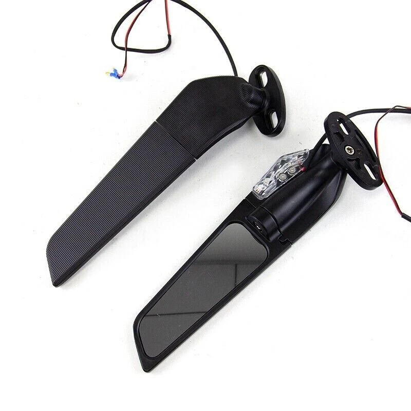 For Suzuki GSXR600 GSXR750 GSXR250R Adjustable Rearview Wind Wing Mirrors Lights - Image 4 of 4