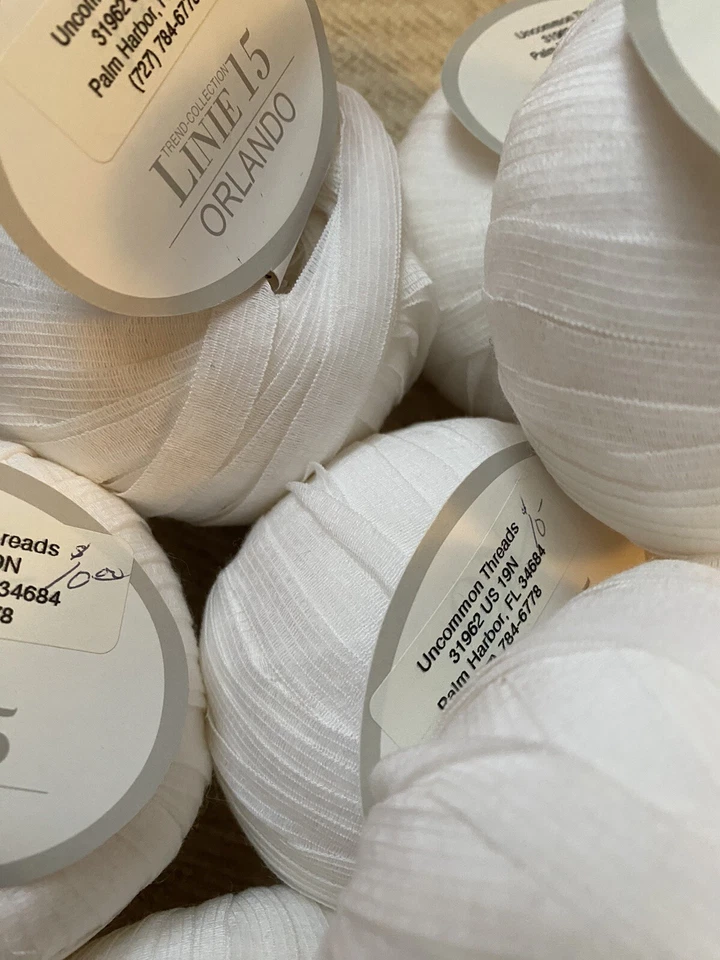 On Line Line 15 Orlando White Ribbon Yarn 3/8" Wide Lote De 9 Lovely Yarn Foto 4 de 4