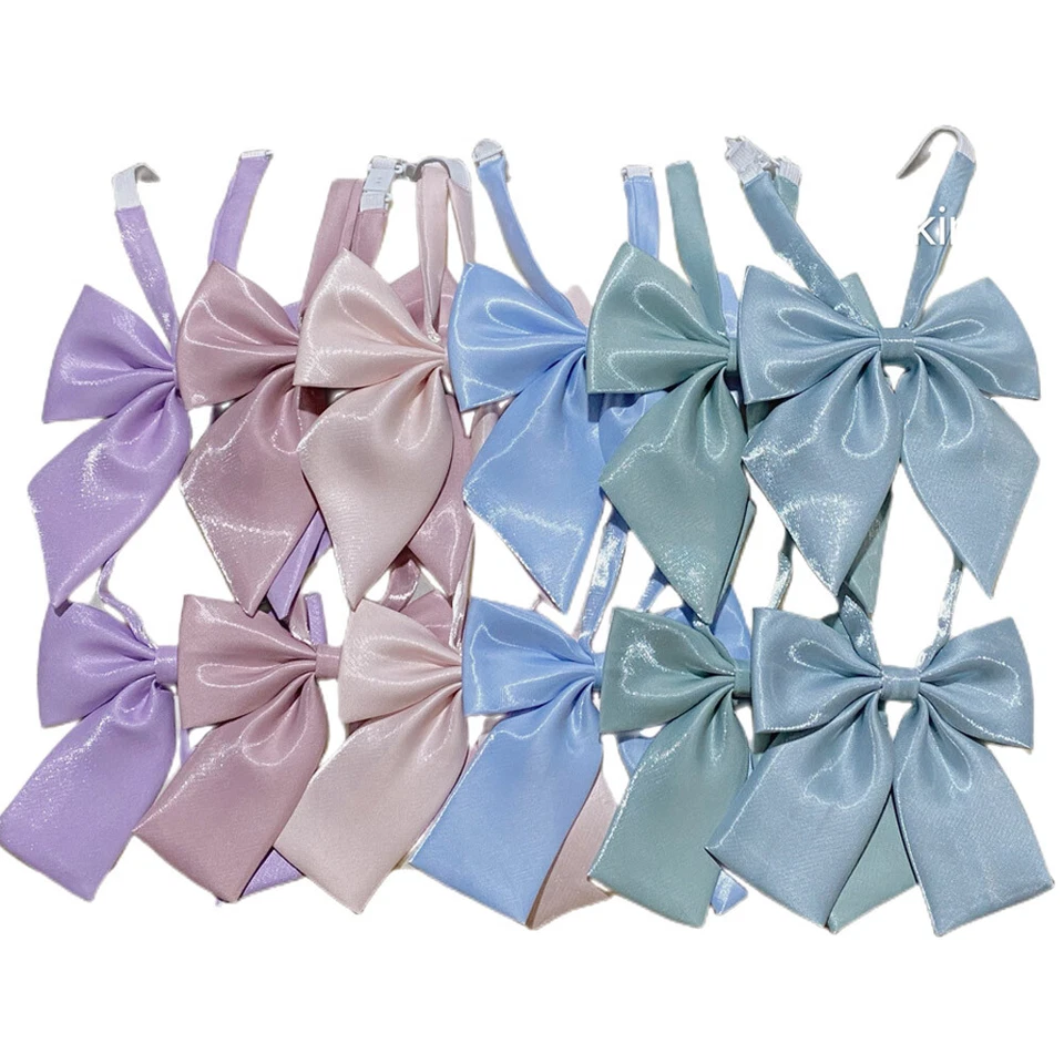 Mujeres Dama Brillante Sólido Moño Corbata Niña Moda Brillo Pajarita Cuello Ropa Foto 3 de 4