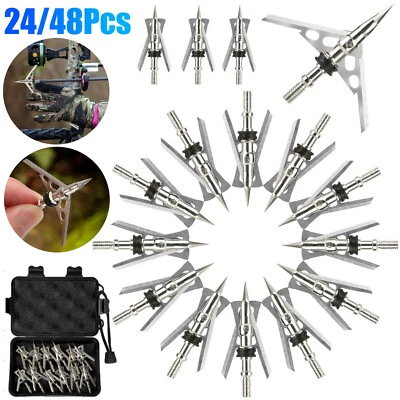 THESILICONVALLEY 24/48x Archery Broadheads 100 Grain 2" Dia Expandable Hunting Arrowheads 2 Blade