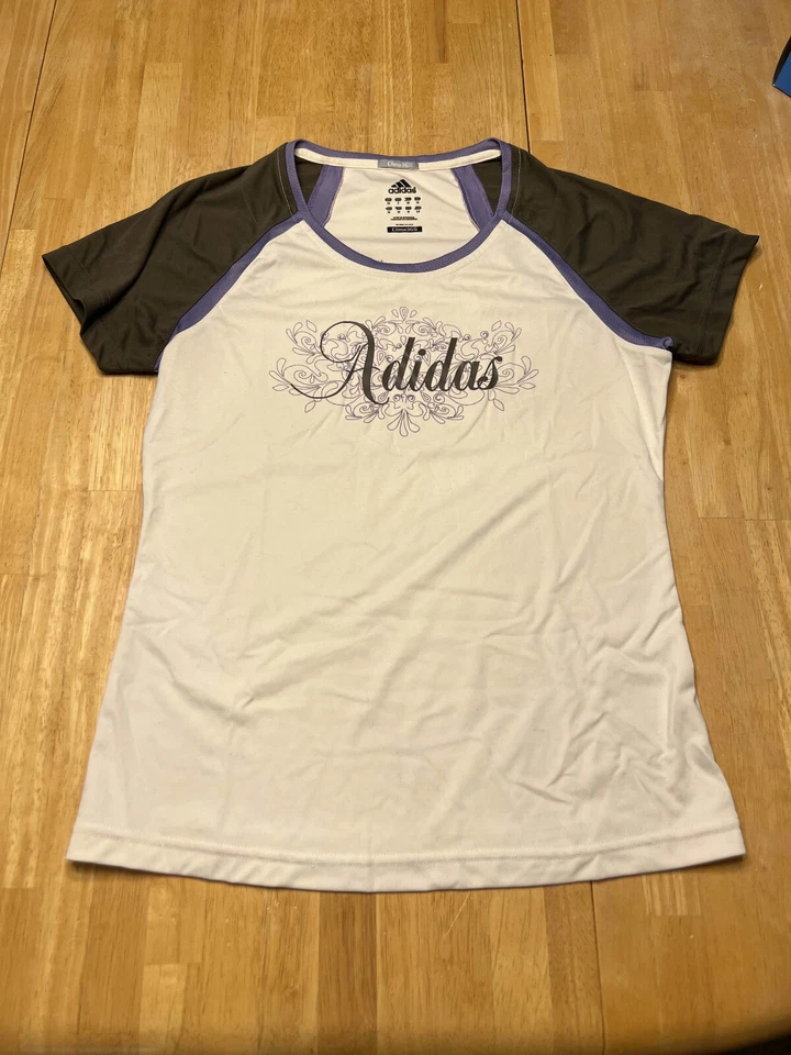 Camisa Atlética Adidas Clima365 Mujer Talla PEQUEÑA Crema, Marrón, Acento Púrpura y2k Foto 4 de 4