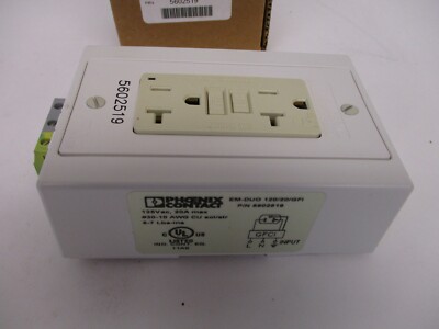 Presa Di Corrente Phoenix Contact 5602519 - EM-DUO 120/20/GFI, 125VAC, 20 AMP, Montaggio Su Guida DIN