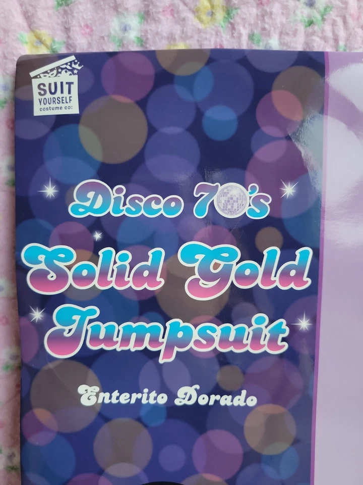 Mono Dorado Sólido Disfraz Halloween Vestido Elegante Nuevo con Etiquetas Años 60 70 Disco Dorado Foto 3 de 4