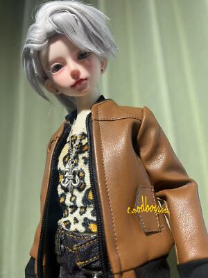 1/6 1/4 1/3 Uncle ID HID BJD Doll Clothes Black/Brown PU Leather Baseball Jacket