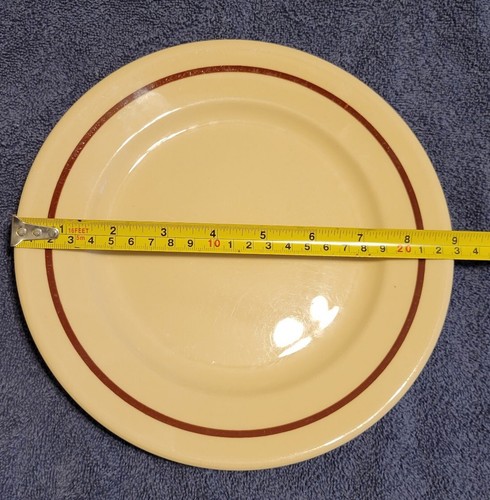 Buffalo China Cafe VTG Restaurant Ware Tan w/Brown Rim 9" Heavy Luncheon Plate - Picture 6 of 7