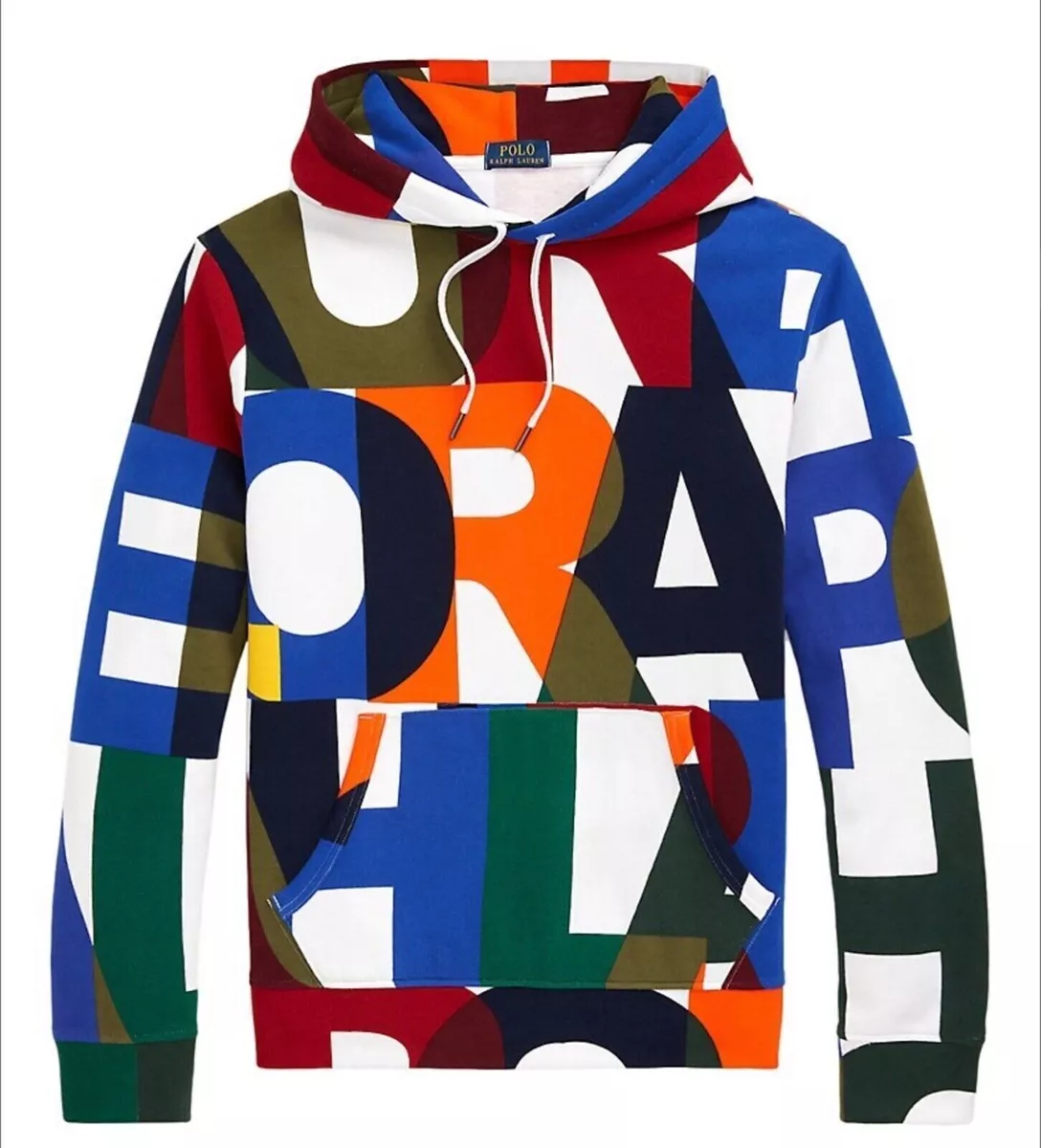 Polo Ralph Lauren Men's Big & Tall LT Multicolor MONOGRAM LOGO Hoodie  Sweatshirt