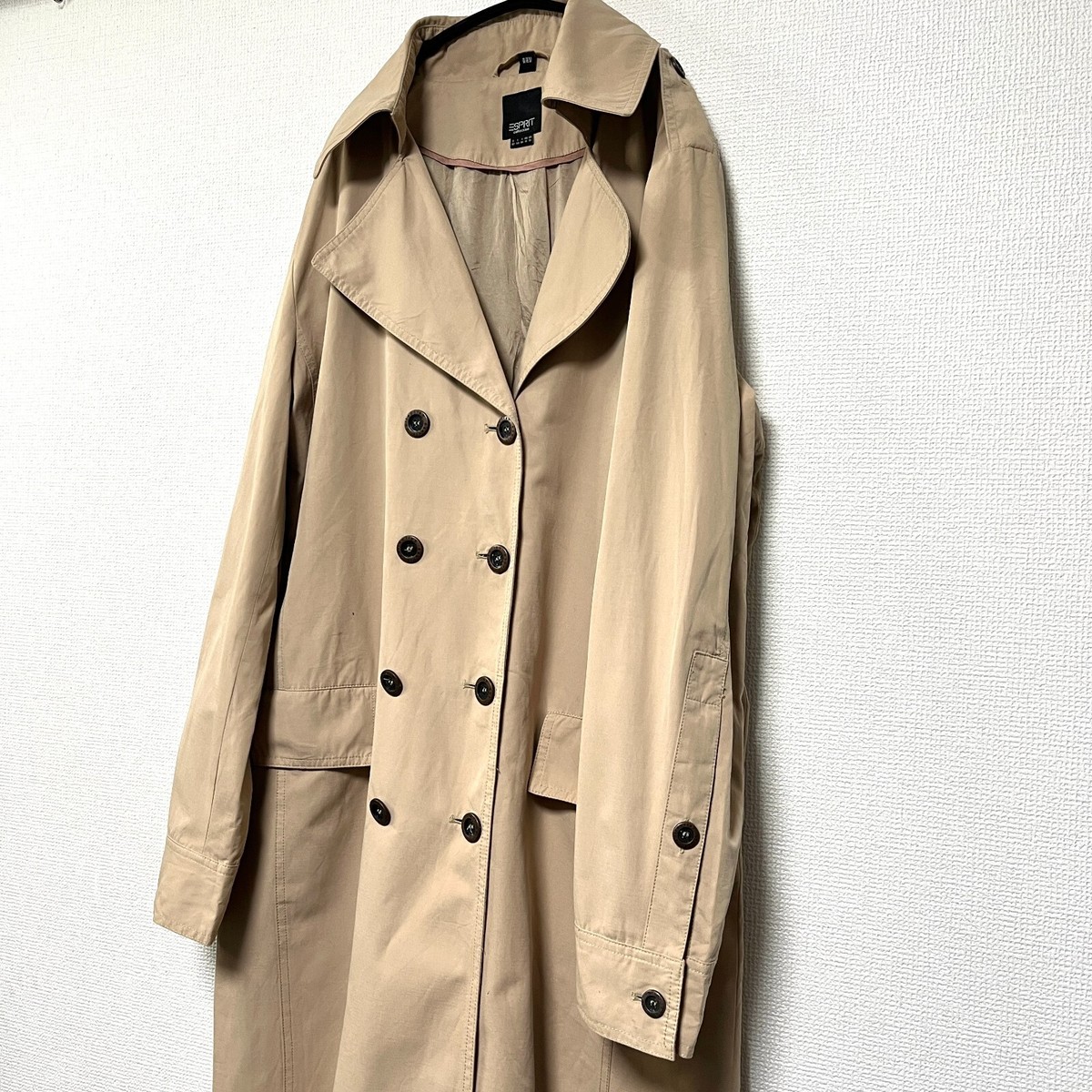 ESPRIT Collection Beige Trench Coat Vintage Unisex 42 L Polyester