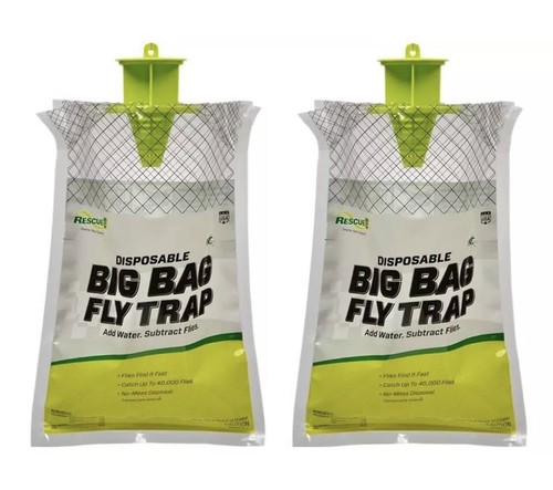 RESCUE BFTD Outdoor Non-Toxic Disposable Big Bag Fly Trap, 2-Pack