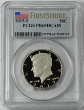2015-S CLAD PROOF KENNEDY HALF DOLLAR PCGS PR69DCAM FIRST STIKE  #15