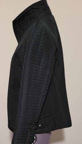 Womens Chicos Black Spring Bomber Jacket Zip Collar 1 Pockets Lined Zipper Cuffs - Picture 7 of 12