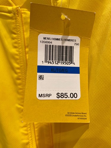 Under Armour Curry UNDRTD Warmup Jacket Taxi Yellow 1356994 790 Men's Size XL - Picture 4 of 4