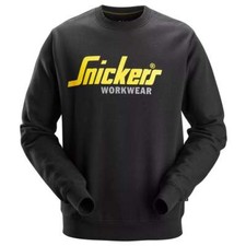 Snickers 2898 Black Classic Logo Sweatshirt - Ribbed Cuff Trade Workwear