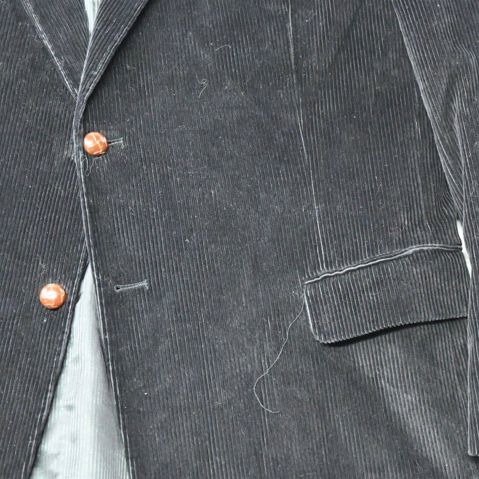 Chaqueta Blazer Abrigo Deportivo Monsieur Adolfo 44R Negra Ancha Pana Ballena Para Hombre Foto 3 de 4